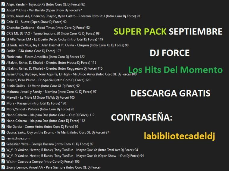 Pack De Musica Nueva Variada Septiembre Utilidades Para Djs