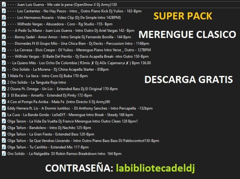 Merengue Nuevo Y Clasico Pack Julio Utilidades Djs