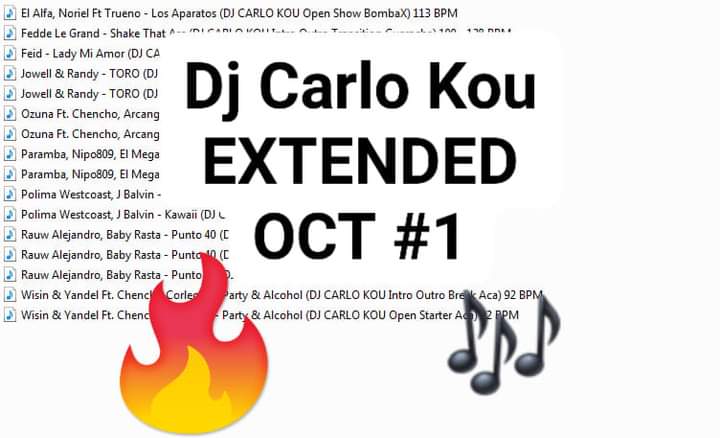 Pack Dj Carlo Kou Extended Octubre 2022