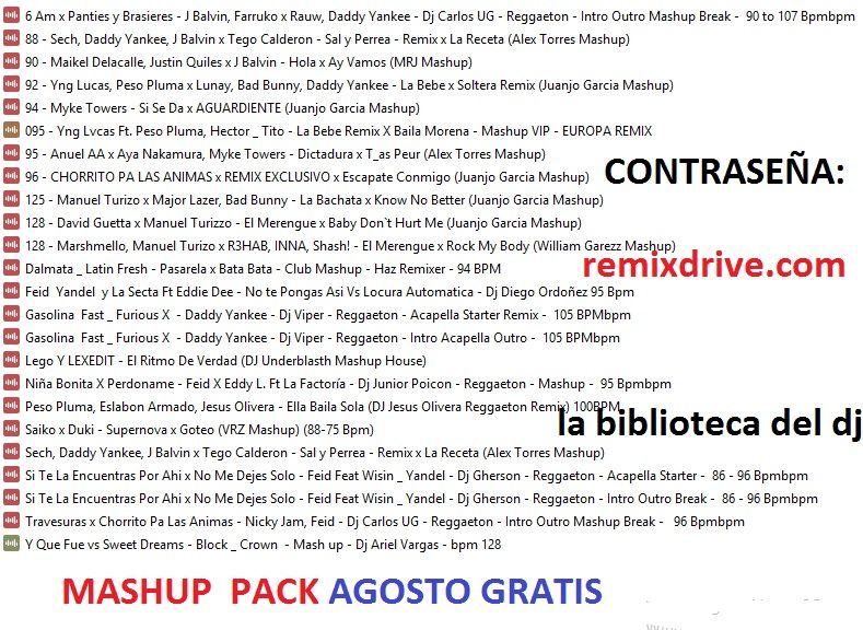 Pack De Muisca Remix Mashup Variado Agosto 2023