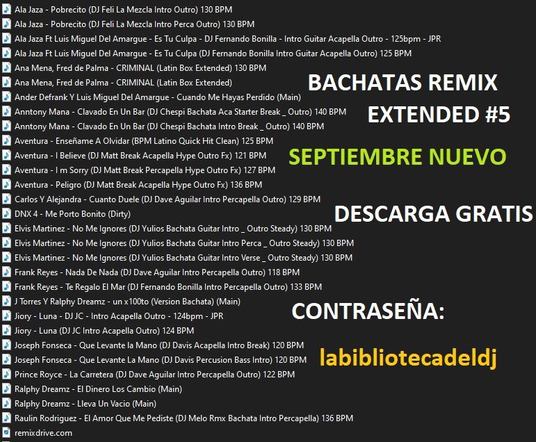 Bachatas Bailables Remix Pack Actualizado Septiembre 2023