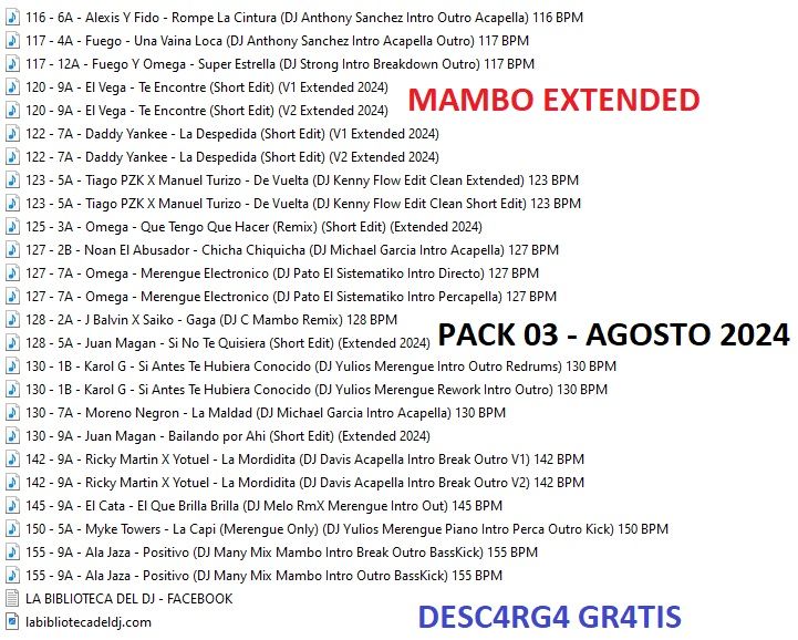 Mambo Remix Pack 3 Agosto 2024