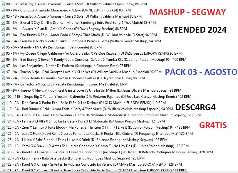 Mashups Musica Variada Pack 3 Agosto 2024