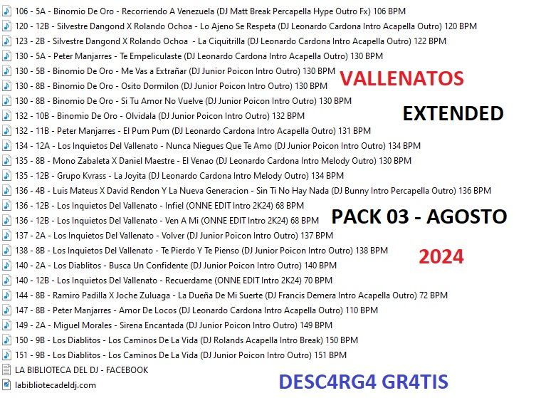 Vallenatos Extended Pack 3 Agosto 2024