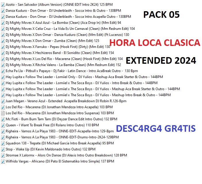 Hora Loca Clasica Remix – Pack 5 Septiembre 2024