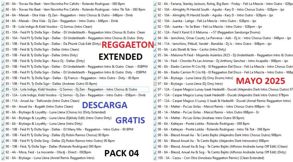PACK REGGAETON EXTENDED 2025 – #4