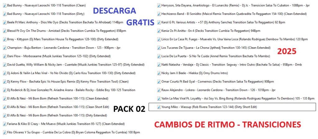 PACK TRANSICIONES – CAMBIOS DE RITMO 2025- # 2