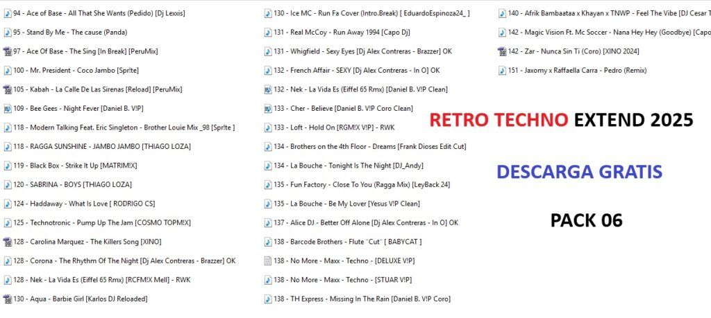 PACK RETRO TECHNO EXTEND 2025 – PACK 6