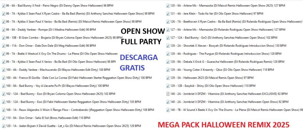 PACK DE MUSICA REMIX HALLOWEEN 2025
