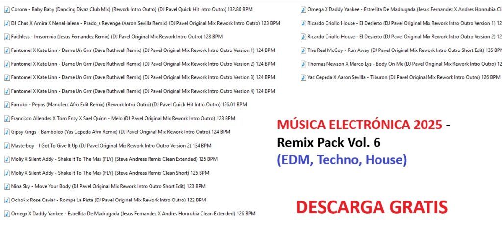 PACK DE MUSICA ELECTRONICA 2025 – PACK 6