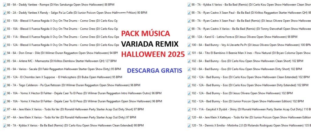 PACK DE MUSICA REMIX HALLOWEEN 2025 PARTE 2